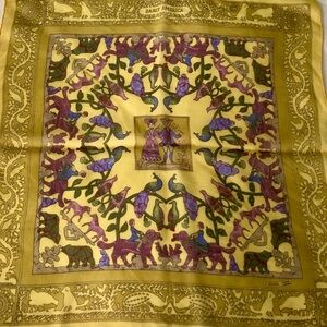 Vintage Hermès Silk Mousseline Scarf 45cm Early America Gavroche pocket square